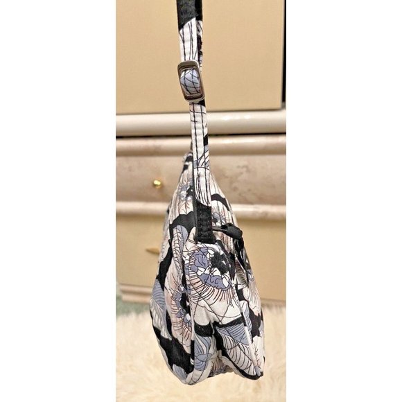 VERA BRADLEY CAMELLIA MODERN FLORAL BLACK WHITE CROSSBODY HAND SHOULDER BAG - Picture 3 of 7